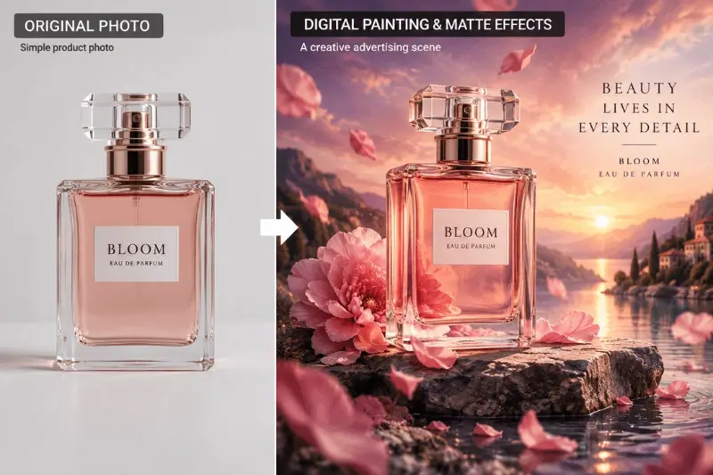 Digital painting and matte effects for advertising