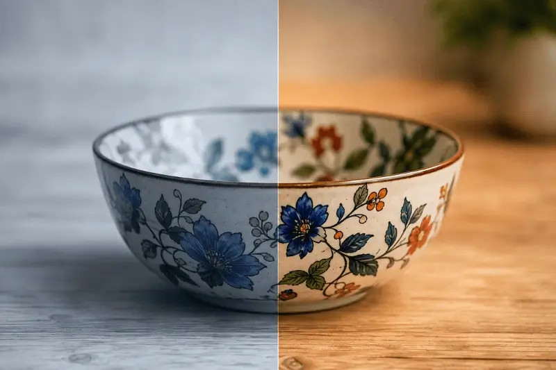 Etsy product image color correction before and after