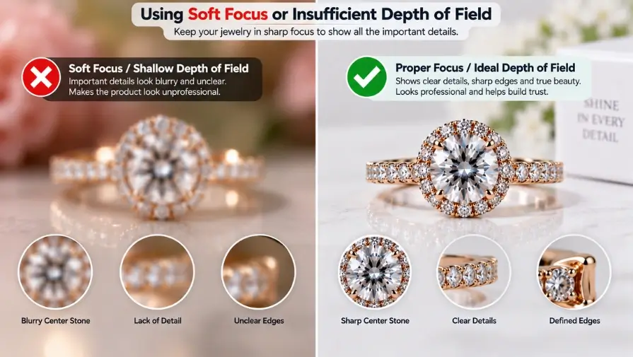 Soft focus and sharp focus in jewelry product photography
