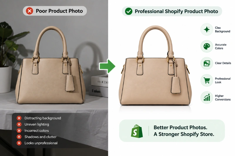 Before and after comparison of a professionally edited Shopify product photo